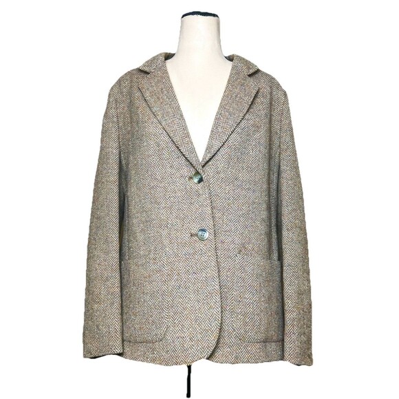 Jimmy Hourihan Herringbone Tweed Blazer Pure New Wool Made In Ireland Women’s 12 - Picture 1 of 9
